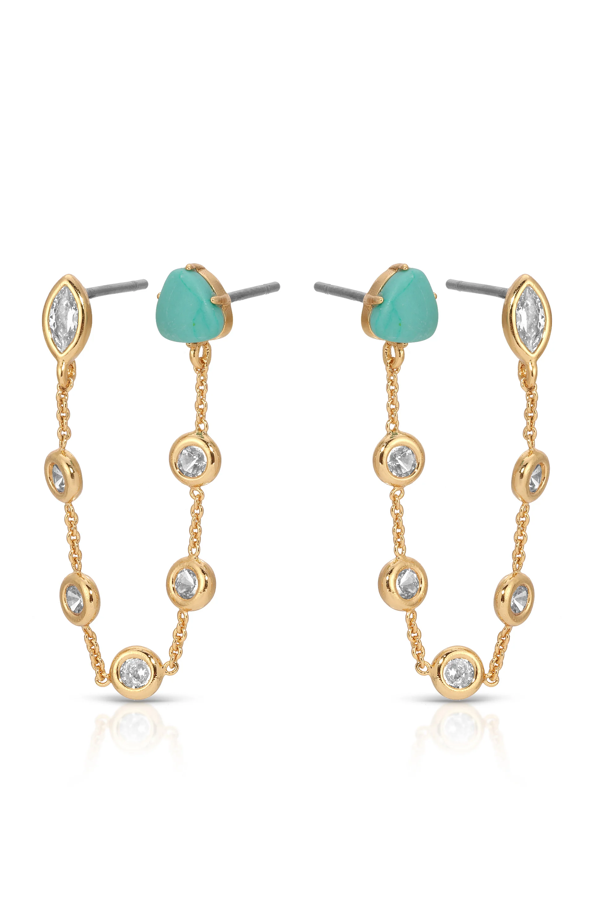 Double Piercing Turquoise Earrings