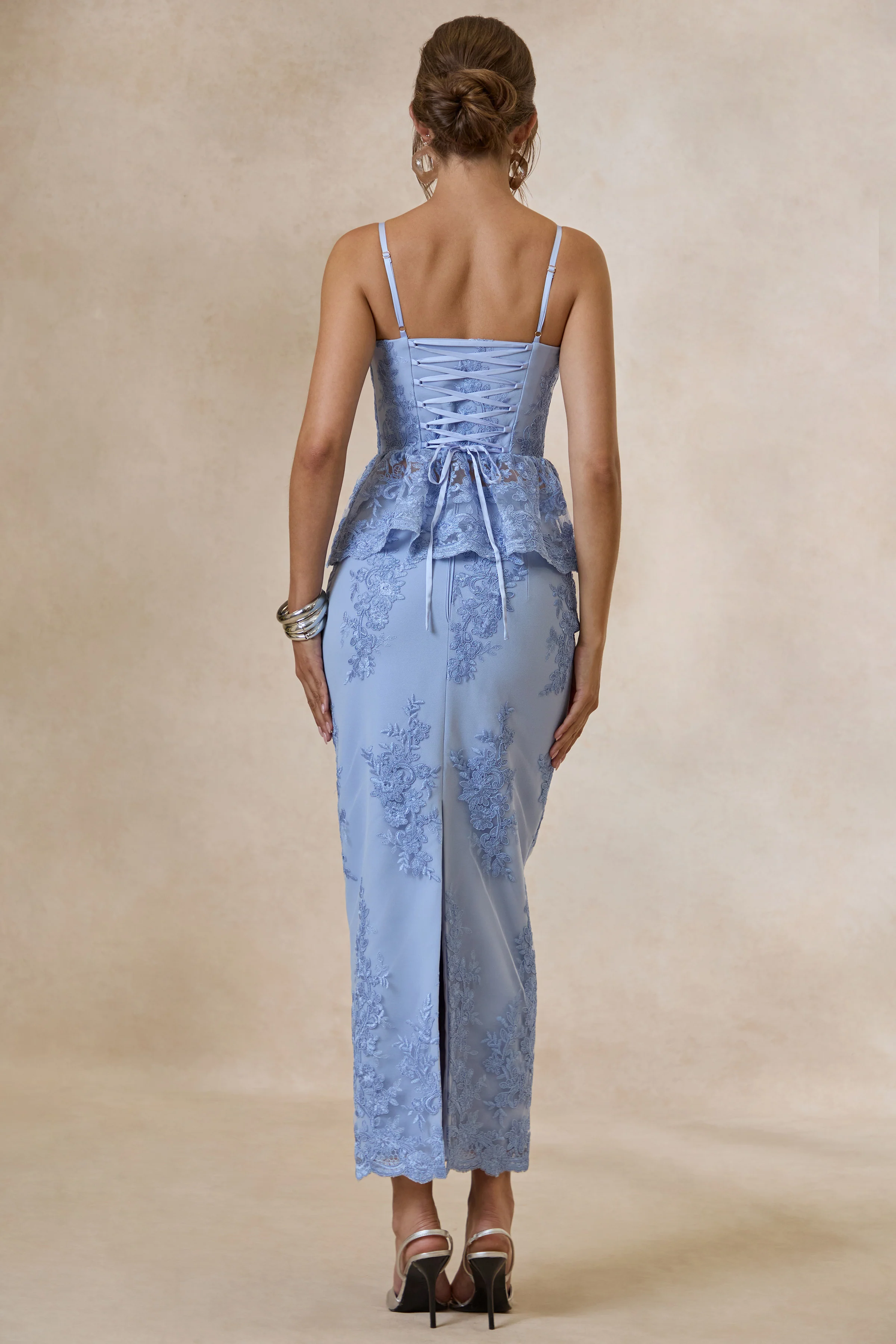 Revia | Light Blue Lace Maxi Skirt