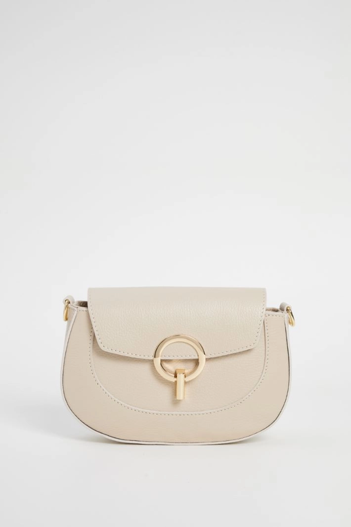 Leather shoulder bag - LIGHT BEIGE