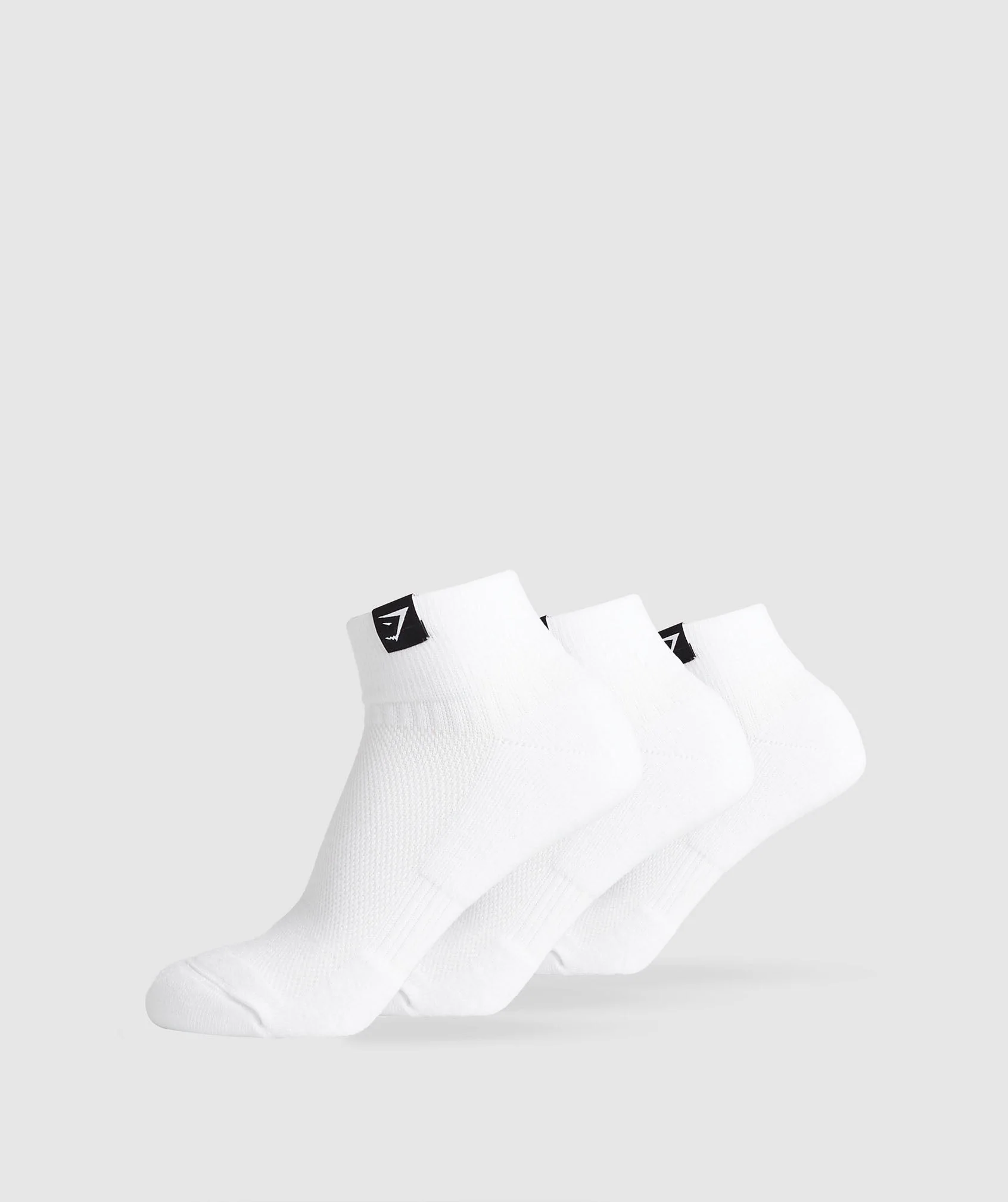 Woven Tab Quarter Socks 3pk White