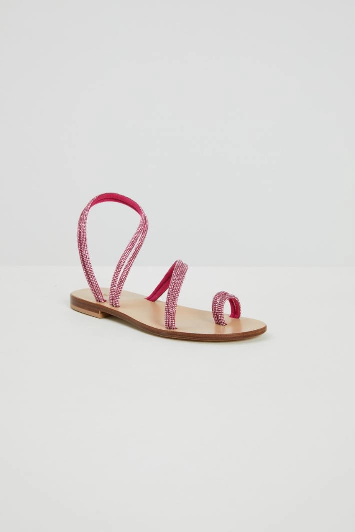 Band sandals with rhinestones - CYCLAMEN