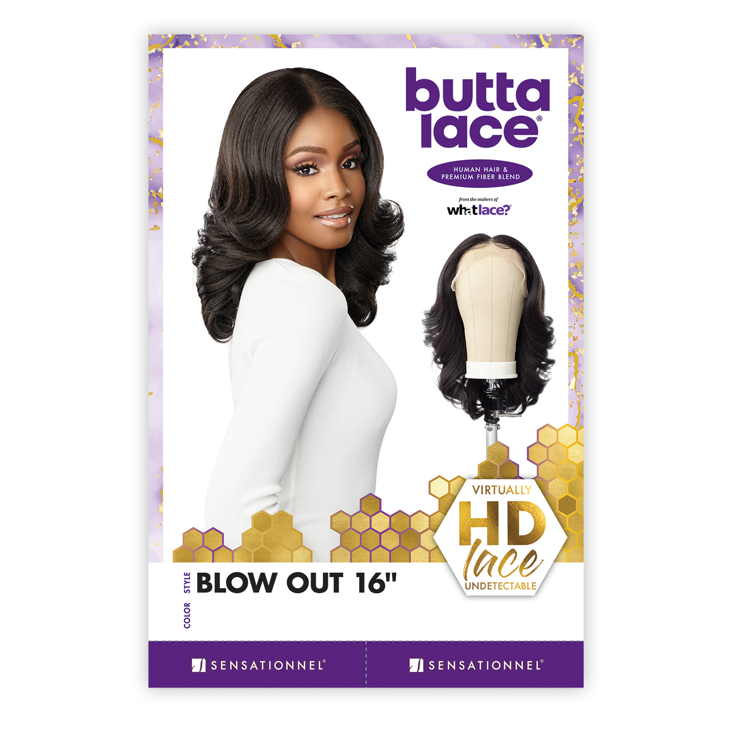 Sensationnel Human Hair Blend HD Lace Front Wig Butta Lace Blow Out 16