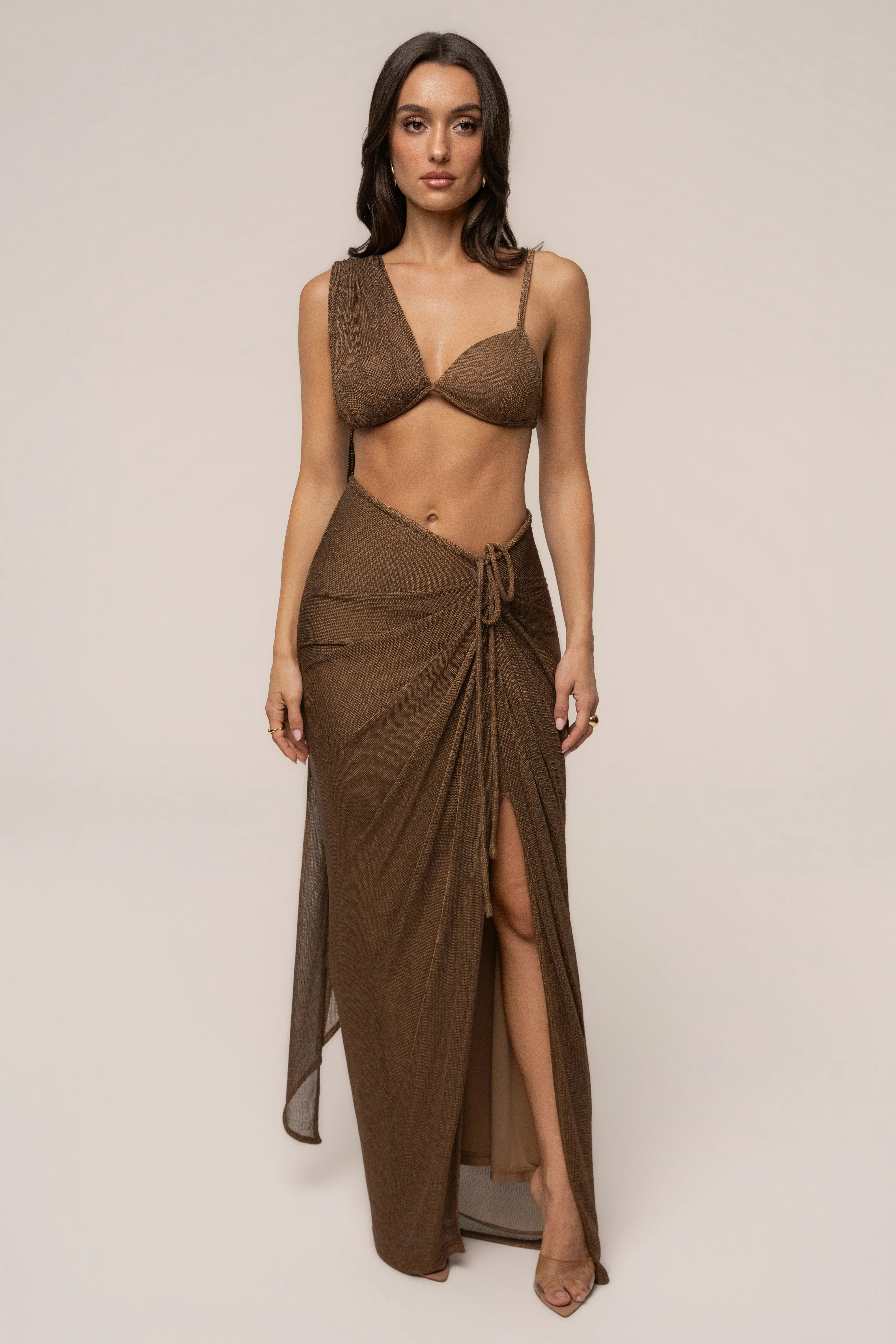 Bronze Noelia Metallic Slit Skirt