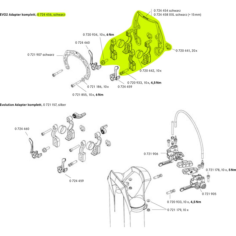 Magura EVO2 Adaptor, for one Brake, black, incl. black EVO2 Mount Plate - 0724456