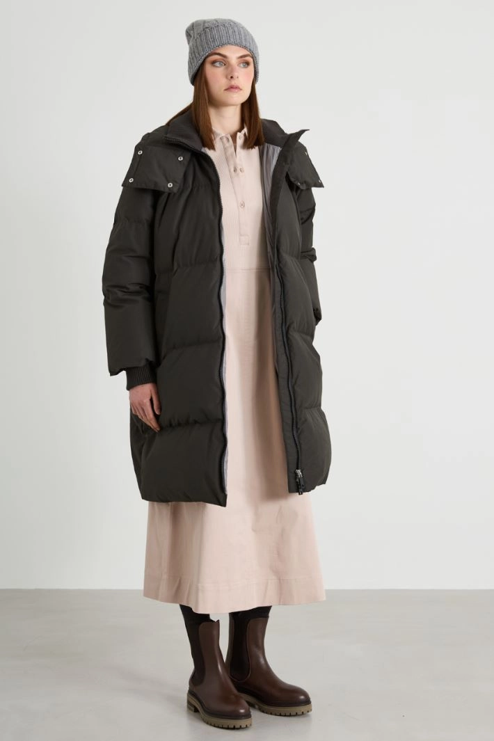 Technical cotton down jacket - BLACK