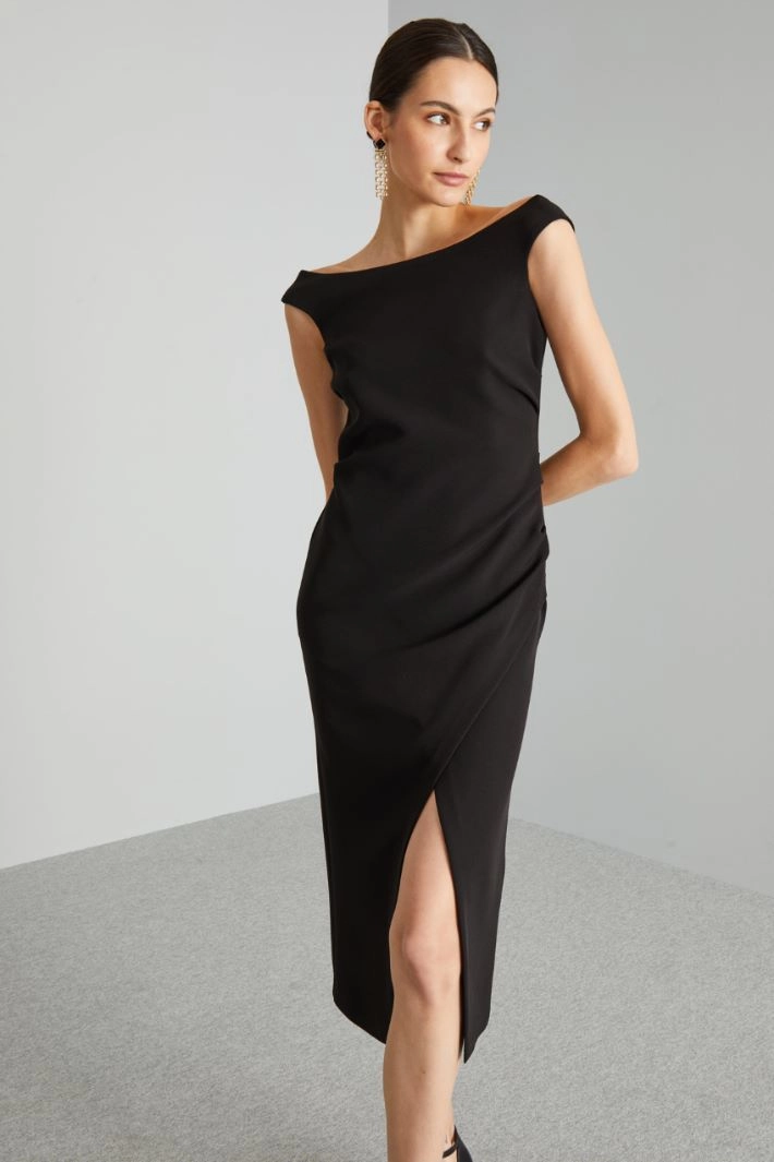 Boat neck sheath dress - BLACK