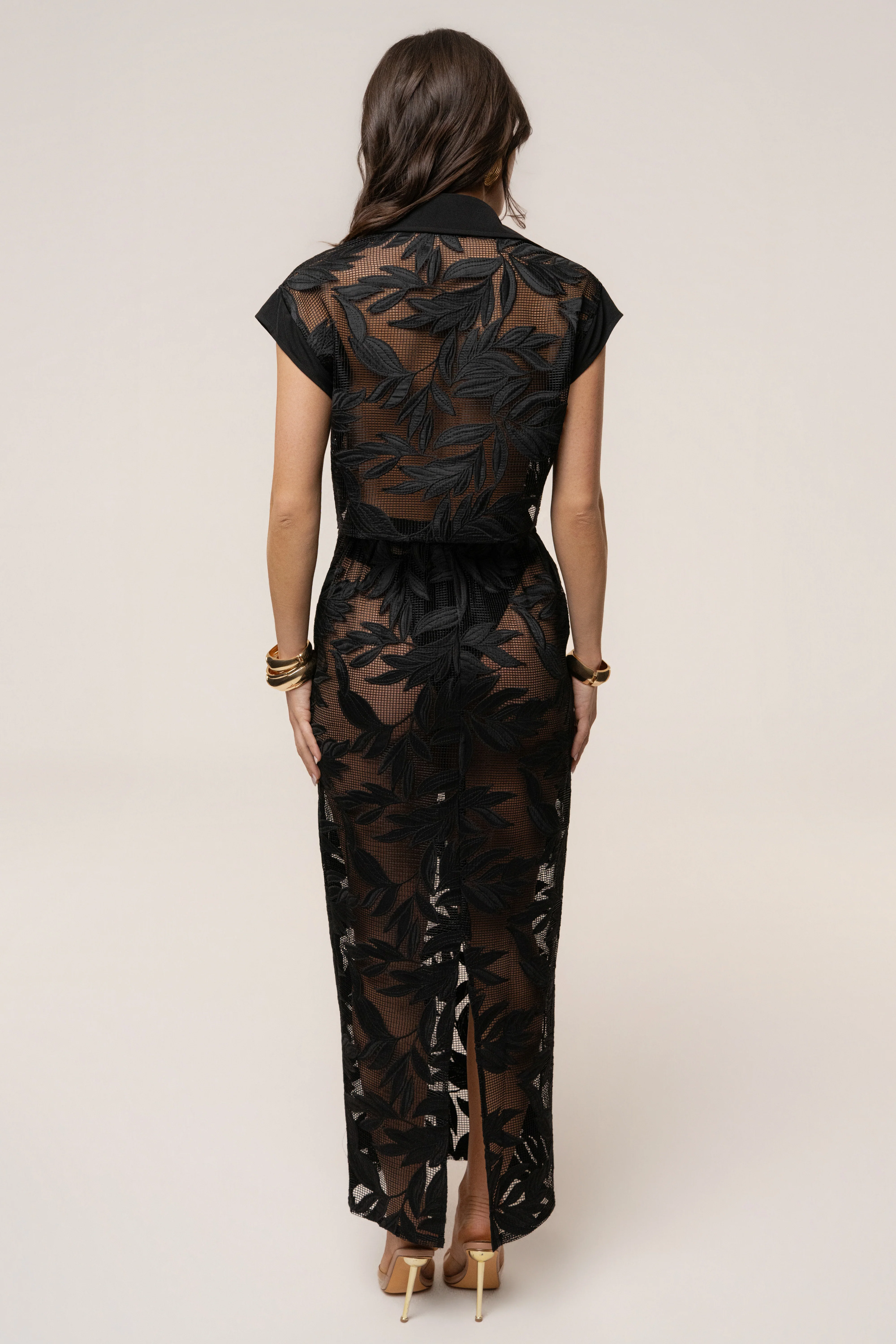 Black Bali Nights Embroidered  Top