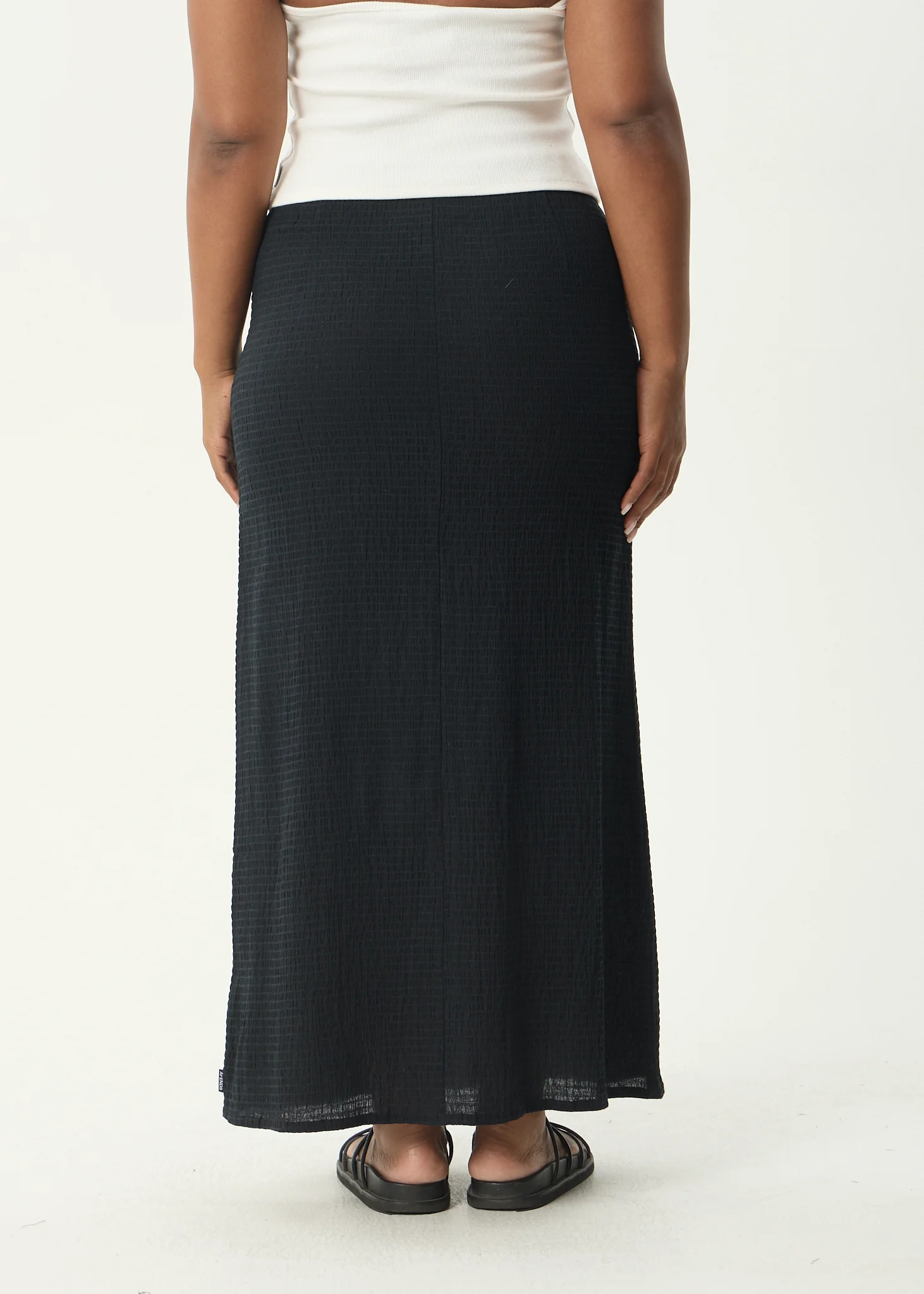 AFENDS Womens Frida - Seersucker Maxi Skirt - Black