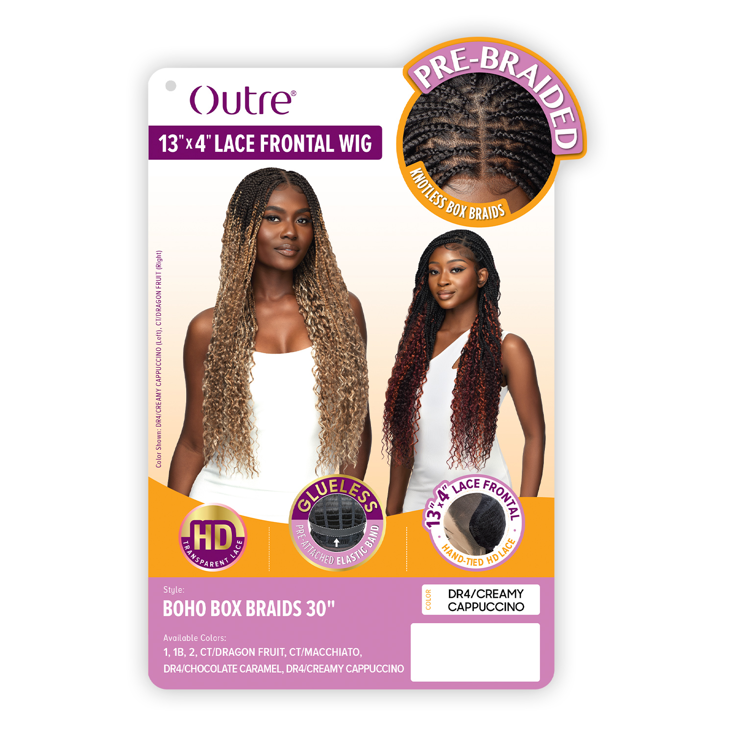 Outre HD Pre-Braided Lace Frontal Wig Glueless 13X4 Boho Box Braid 30