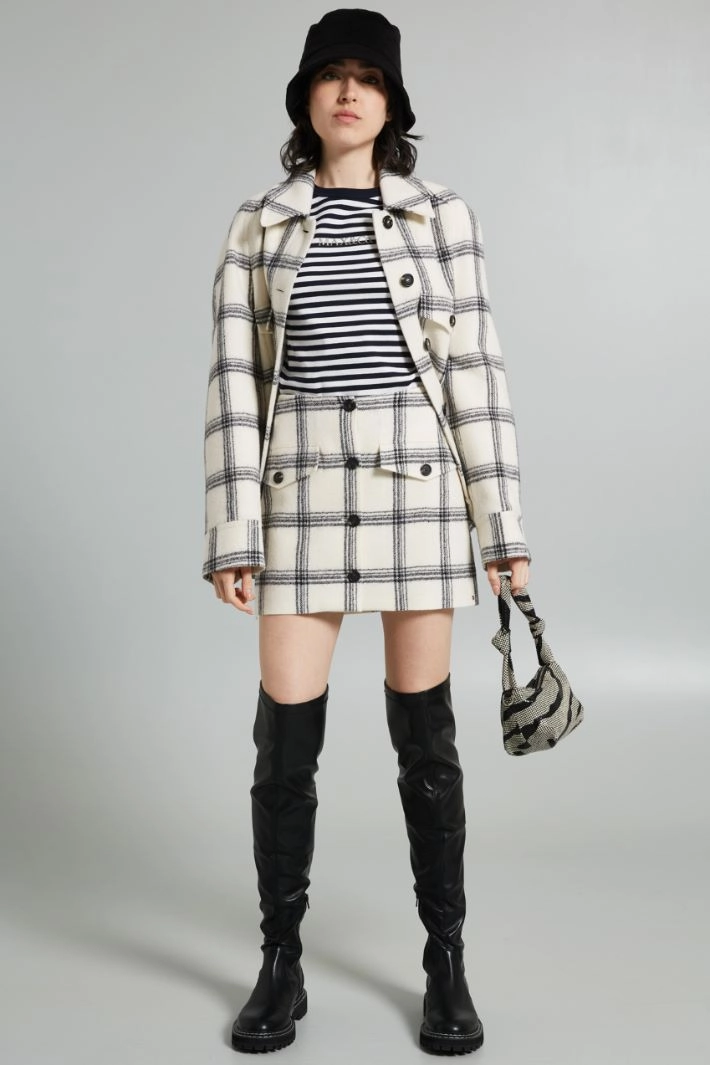 Skirt with front pockets - WHITE CREAM BLACK