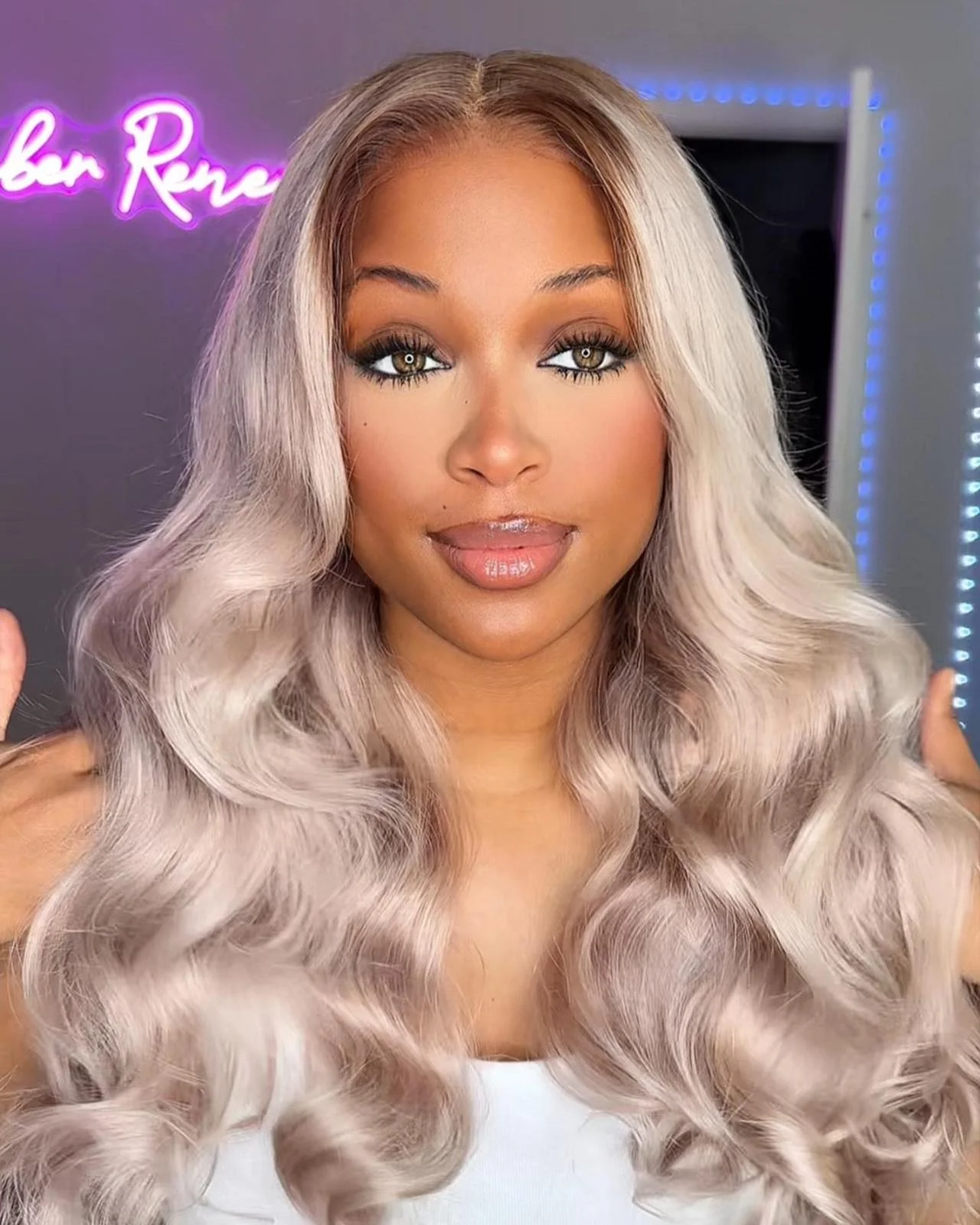 Ophirawig 13x6 Three-Go? Ash Blonde Ombre Glueless Wig Loose Body Wave With Drawstring 100% Human Hair Wig