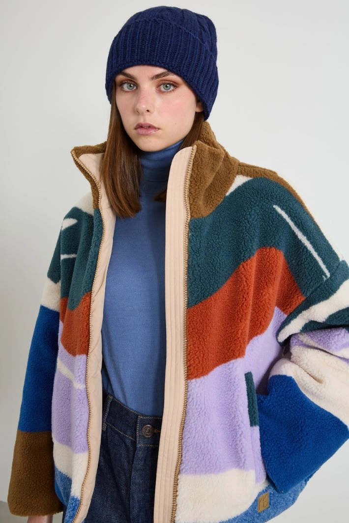 Wool braided beanie hat - NIGHT BLUE