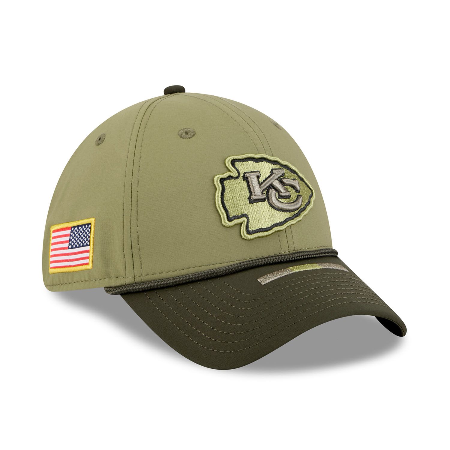 Kansas City Chiefs 2025 NFL Salute to Service 39THIRTY Flex Cap Olive