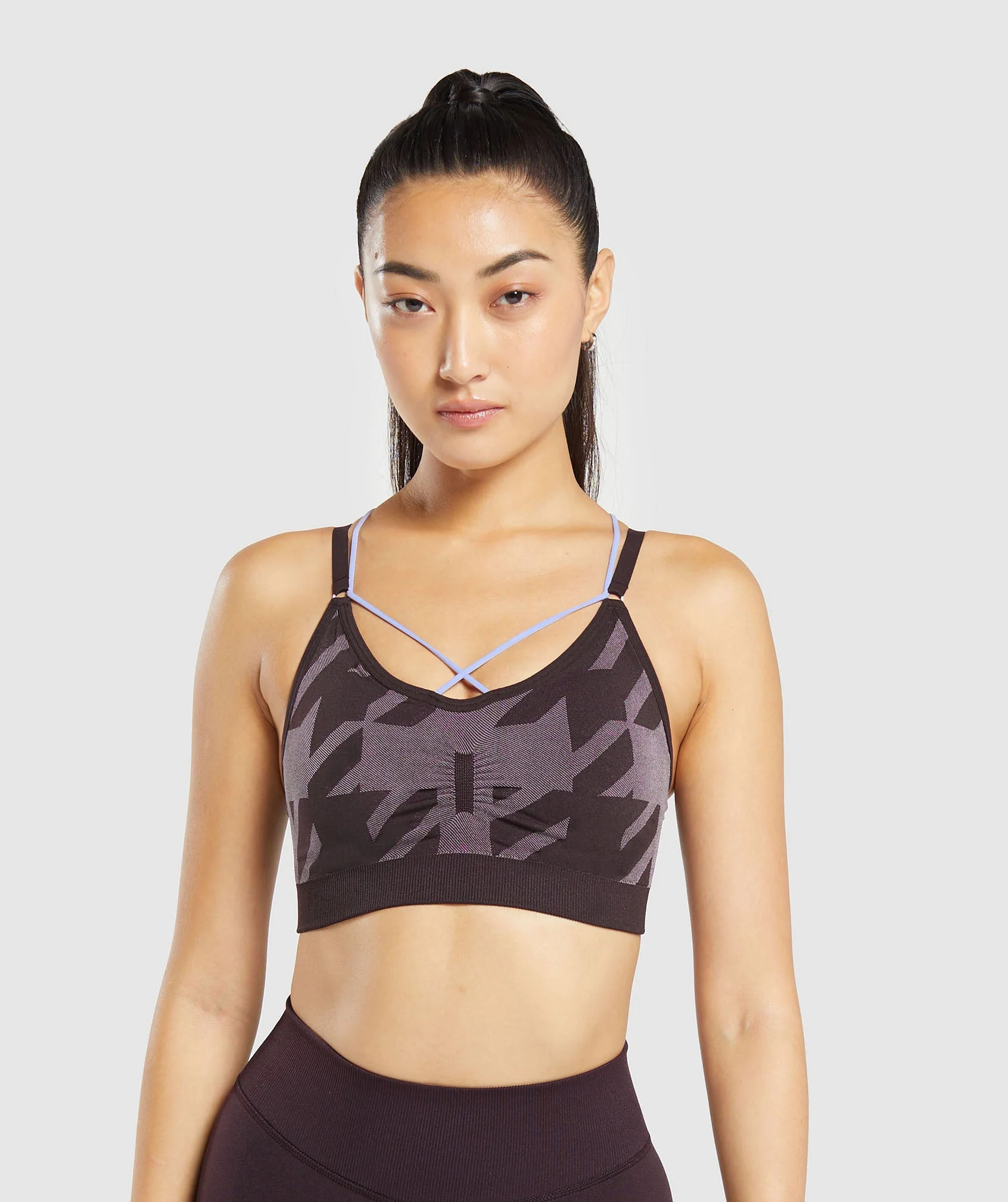 Apex Limit Seamless Ruched Sports Bra Plum Brown/Powder Lilac