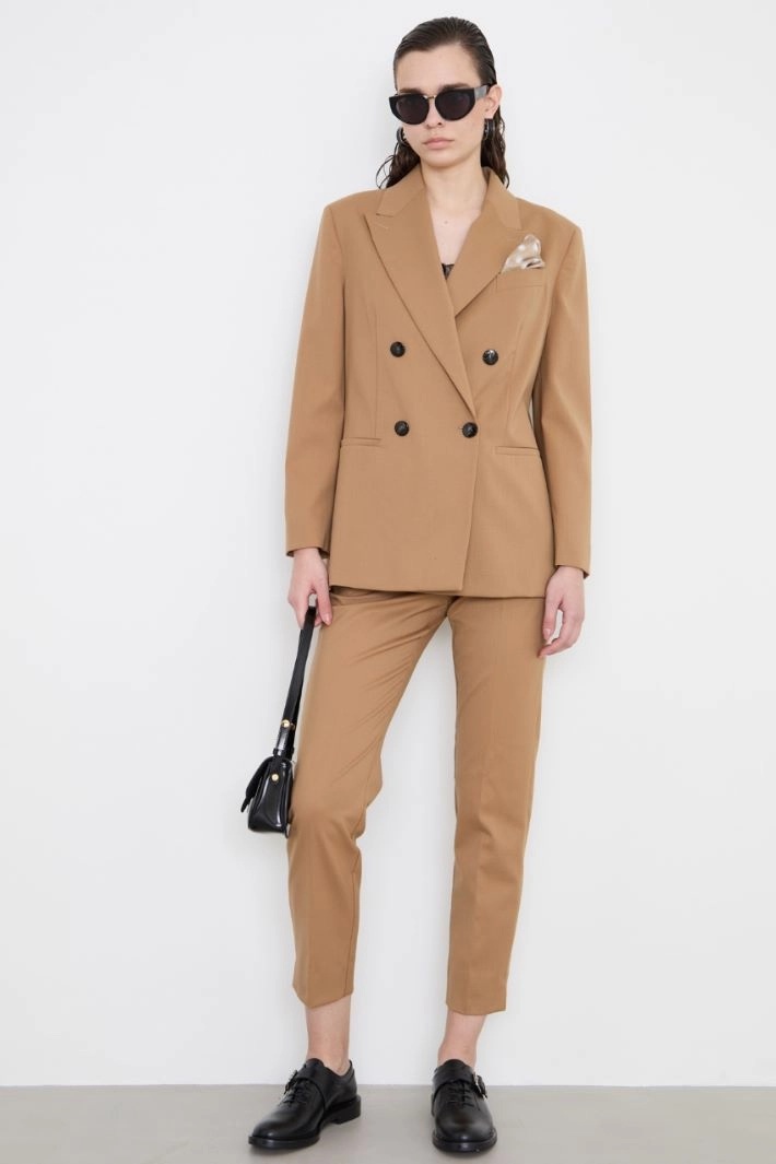 Wool twill trousers - CAMEL