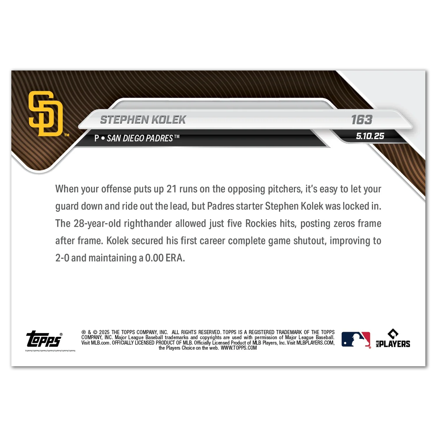 Stephen Kolek - 2025 MLB Topps NOW® - Card 163