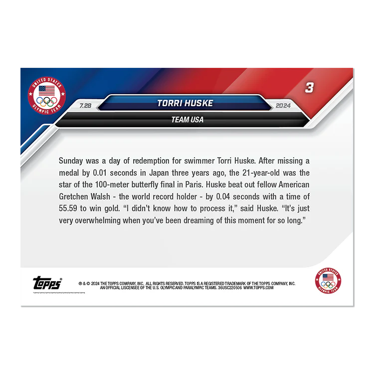 Torri Huske - 2024 Olympic Games TOPPS NOW® Card 3