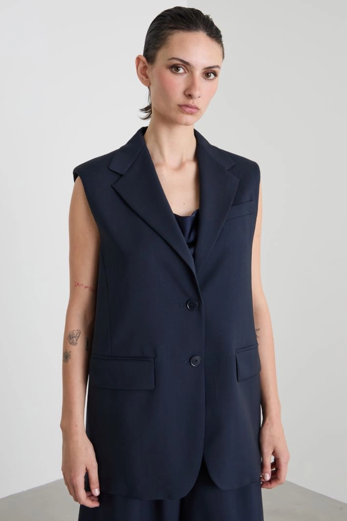 Woollen cloth gilet - NIGHT BLUE