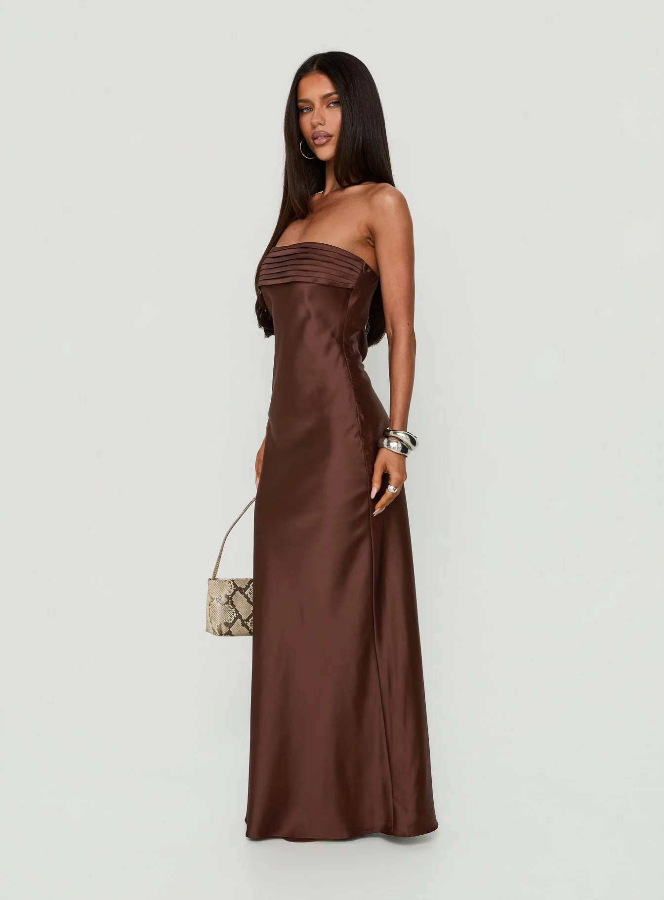 Khalotte Strapless Maxi Dress Brown