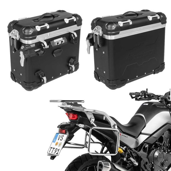 Touratech suitcase Complete kit ZEGA Evo 31/31 - Gray support included - Black anodizedRef: Trt01054A / 01-401-6802-0