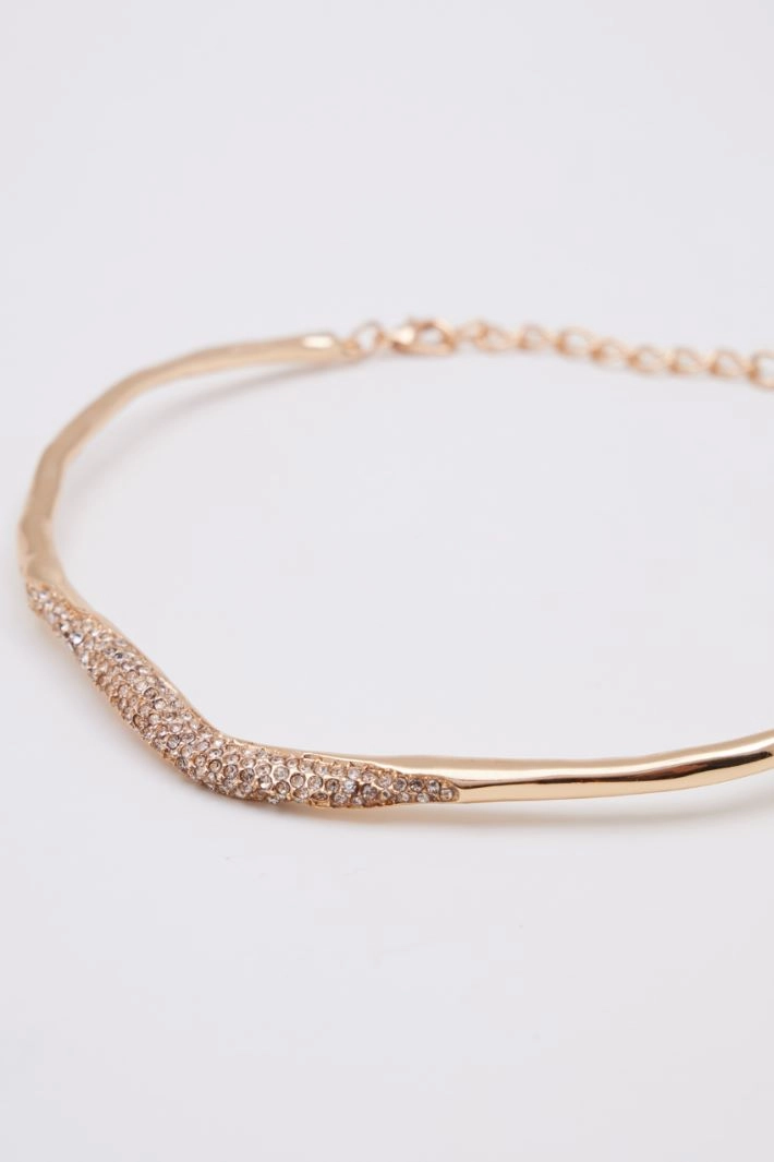 Semi-rigid necklace with rhinestones - GOLD