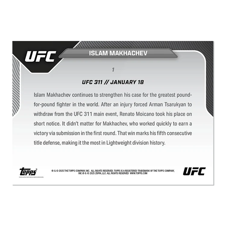 Islam Makhachev - 2025 UFC Topps NOW® Card 1