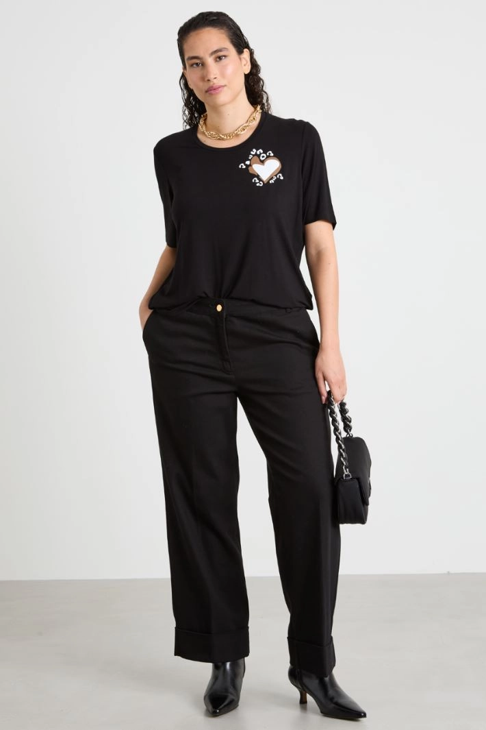 Viscose jersey T-shirt - BLACK