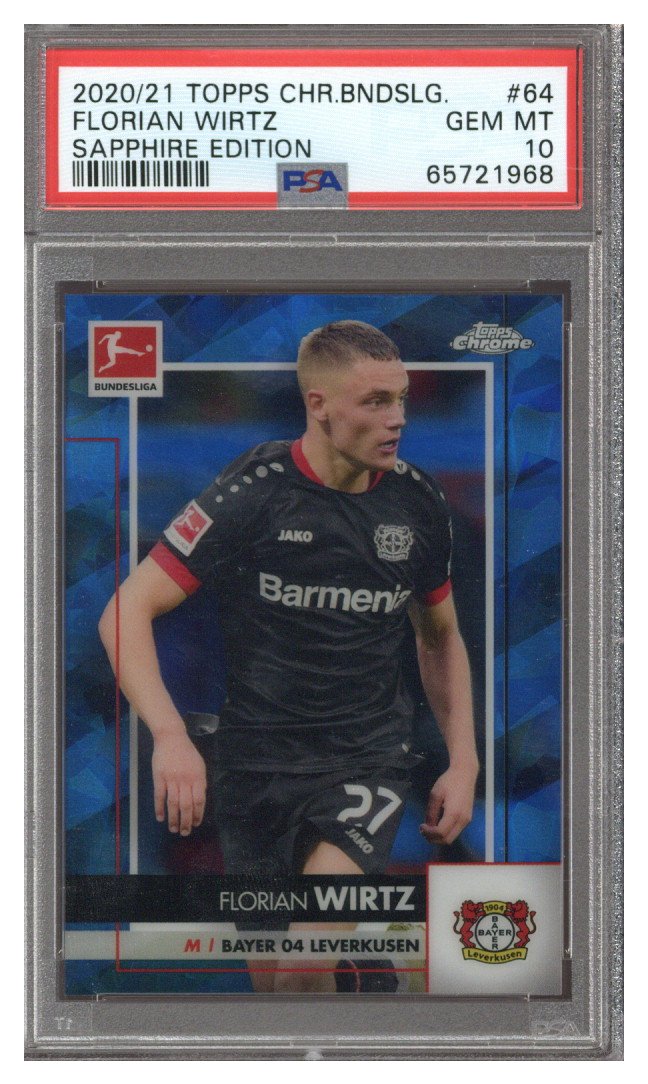 2020 Topps Chrome Florian Wirtz Rookie Bundesliga RC Sapphire #64 PSA 10