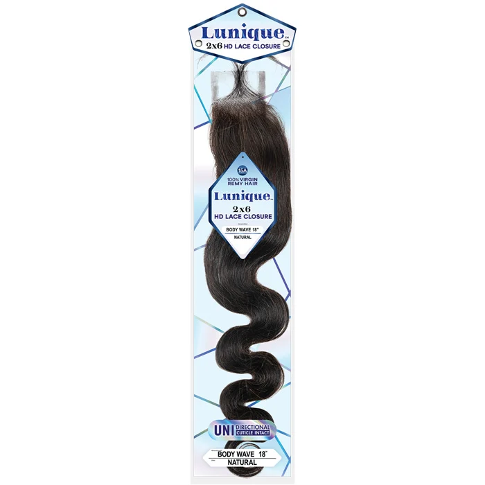 Sensationnel Lunique 15A 100% Virgin Remy Human Hair 2x6 HD Lace Closure - BODY WAVE 12/18