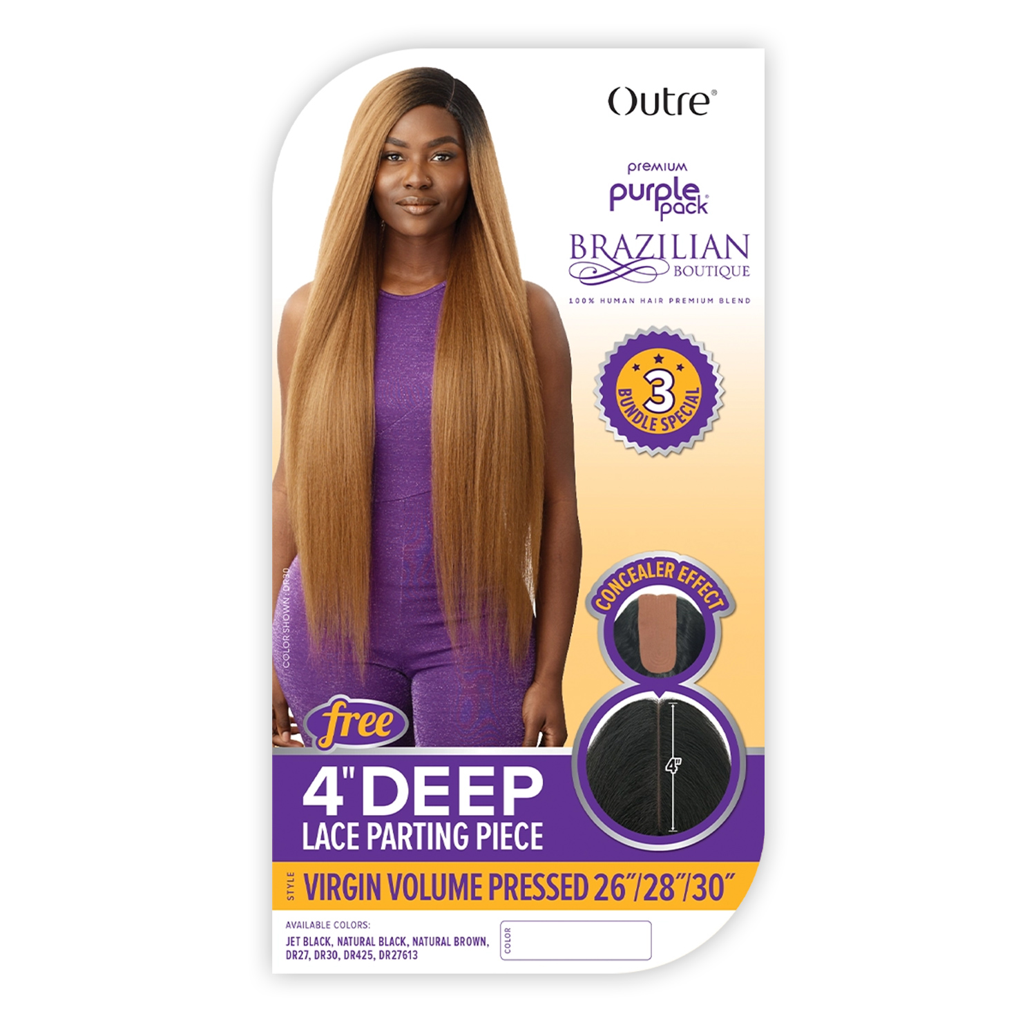 Outre Human Hair Blend Weave Premium Purple Pack Brazilian Boutique Virgin Volume Pressed 26