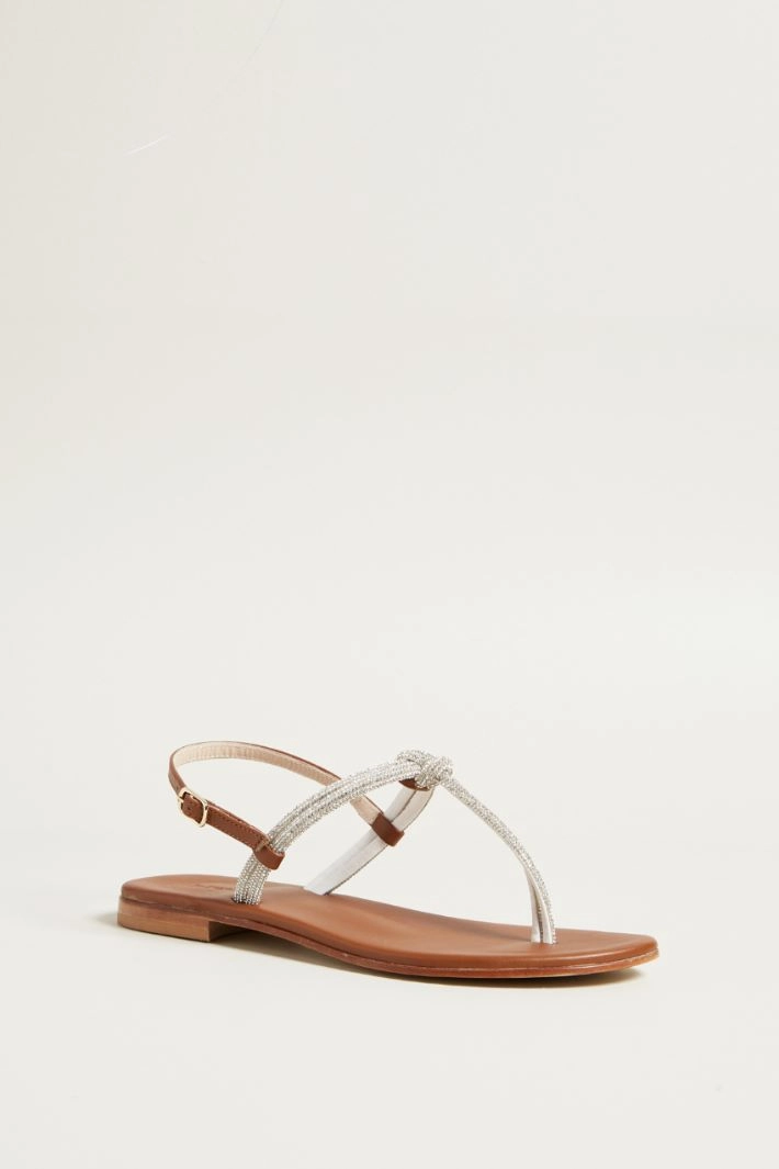 Rhinestone sandals - SILVER BROWN