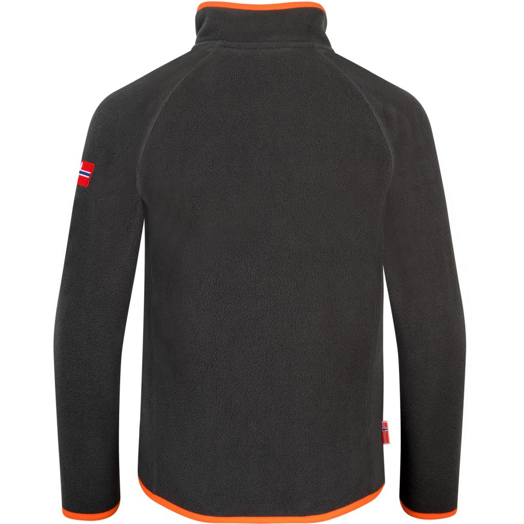 Trollkids Nordland Half Zip Fleece Pullover Kids - Black/Flame Orange
