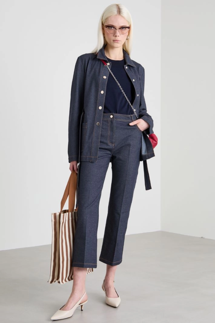 Denim effect jersey trousers - BLUE