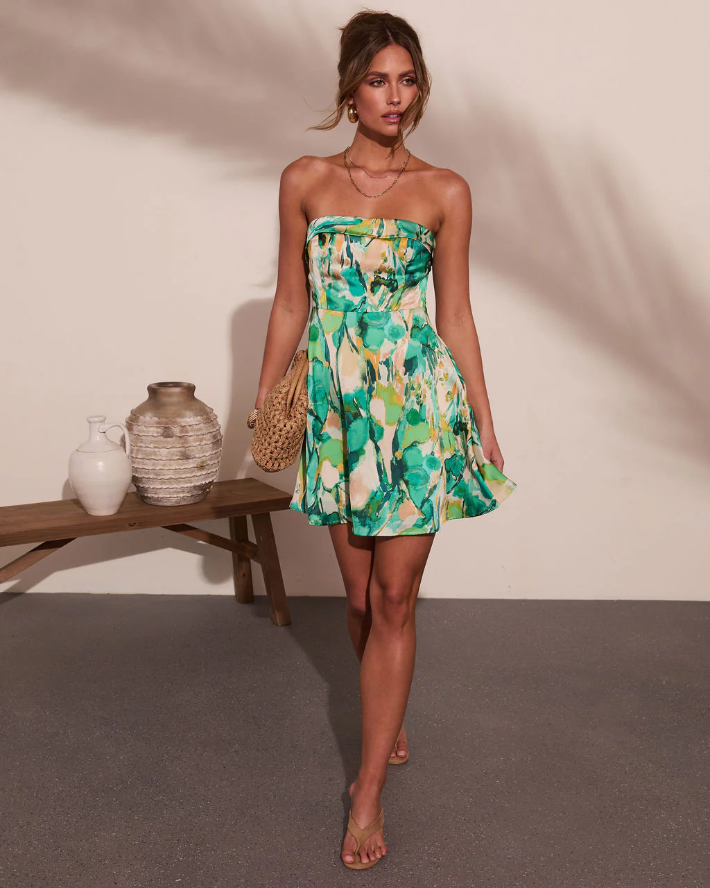 Tiki Breeze Abstract Print Mini Dress