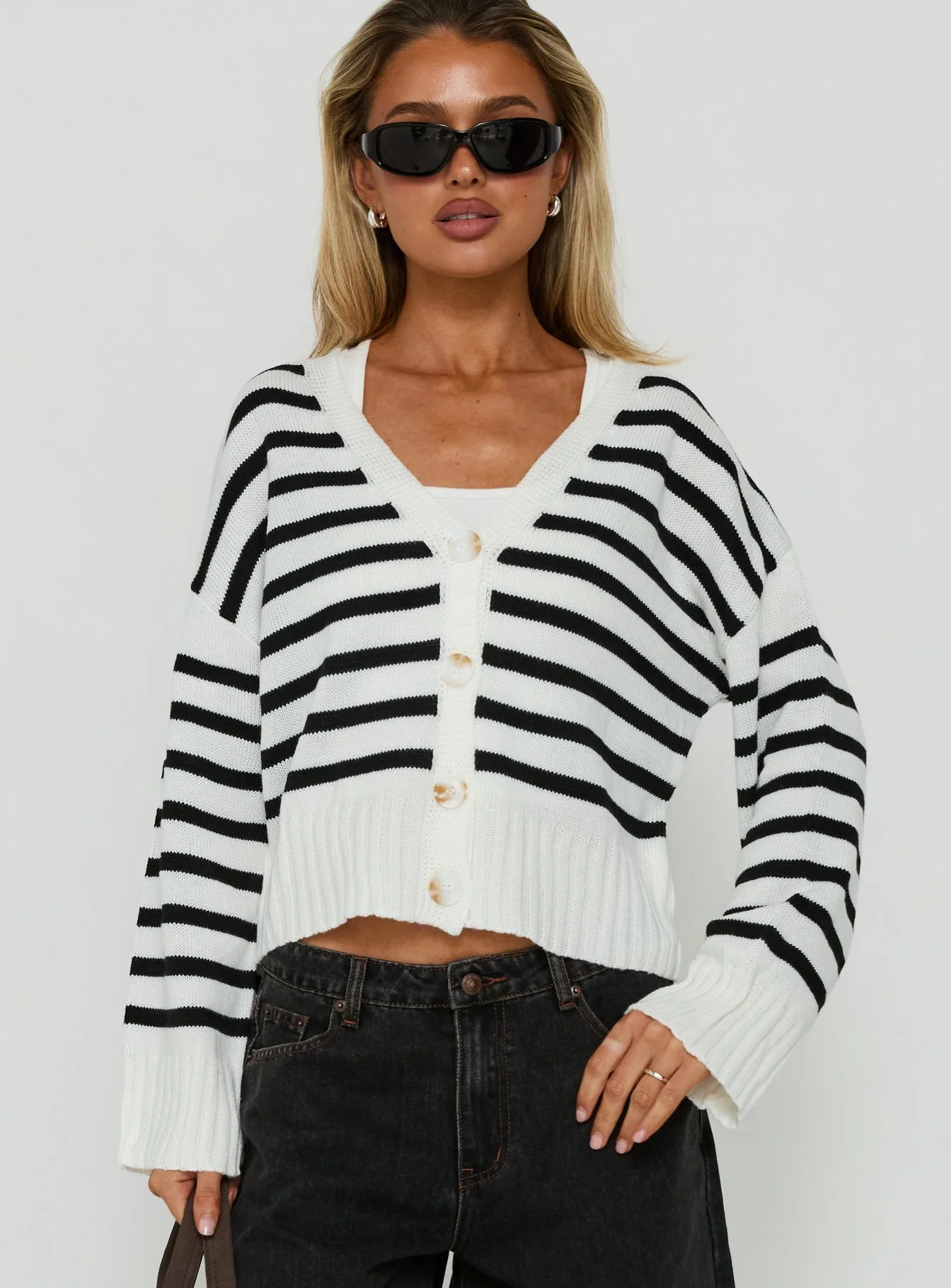 Karlson Striped Cardigan Cream / Black