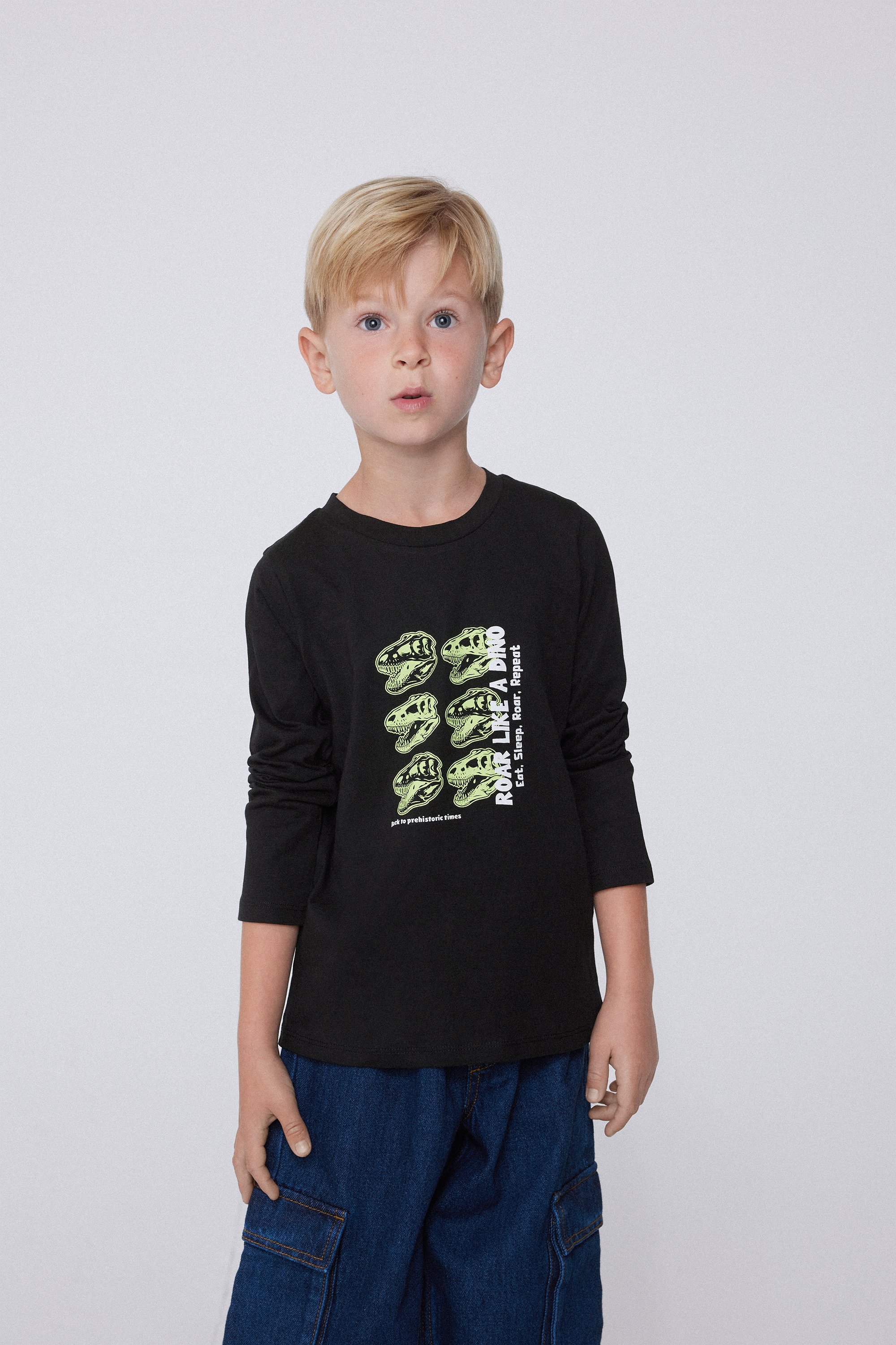 Boys’ Long Sleeve Printed Cotton Top