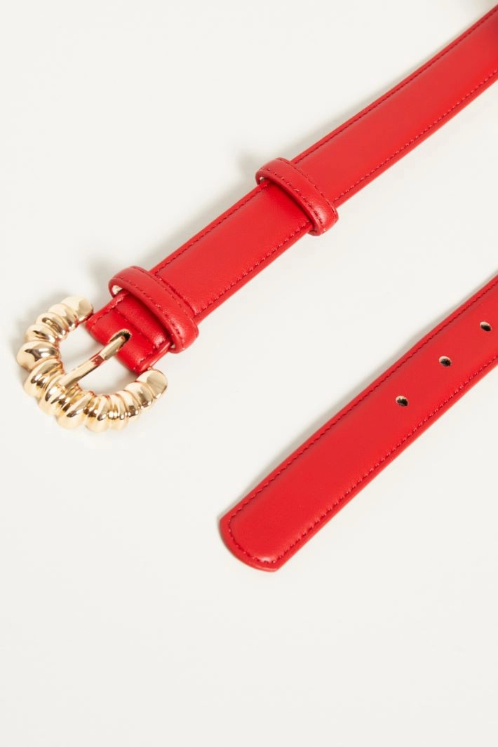 Belt with torchon buckle - RED