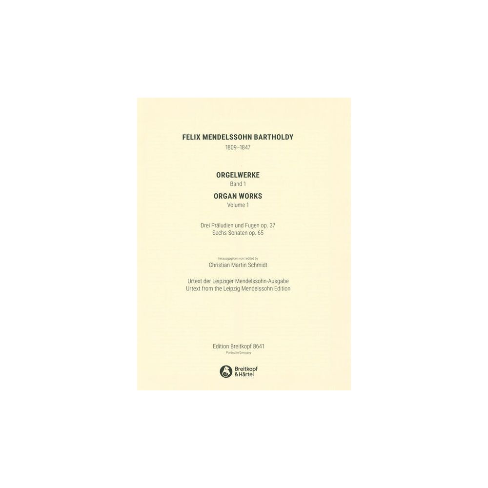 Breitkopf & Härtel Mendelssohn Orgelwerke 1 – Thomann Ireland
