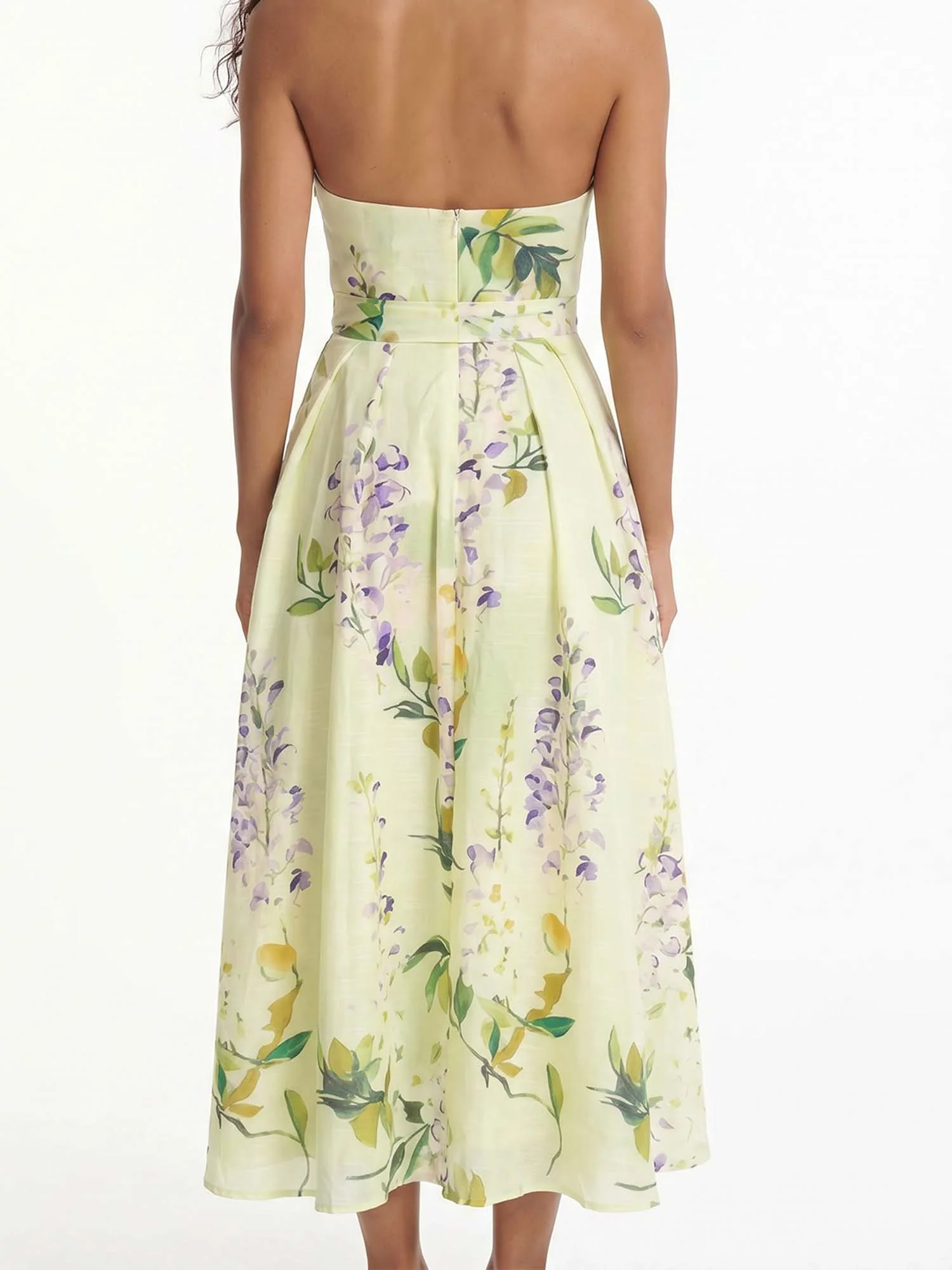 Lemon Floral Halter Midi Dress