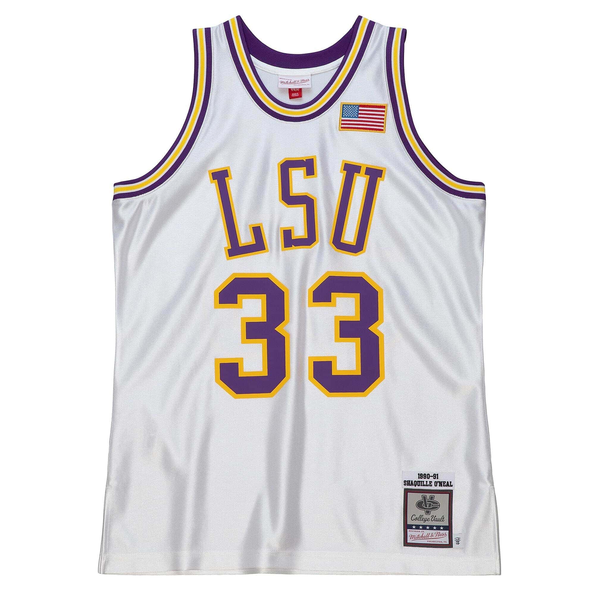 Shaquille O'Neal #33 LSU Tigers 1990-91 Mitchell & Ness Authentic NCAA Jersey White
