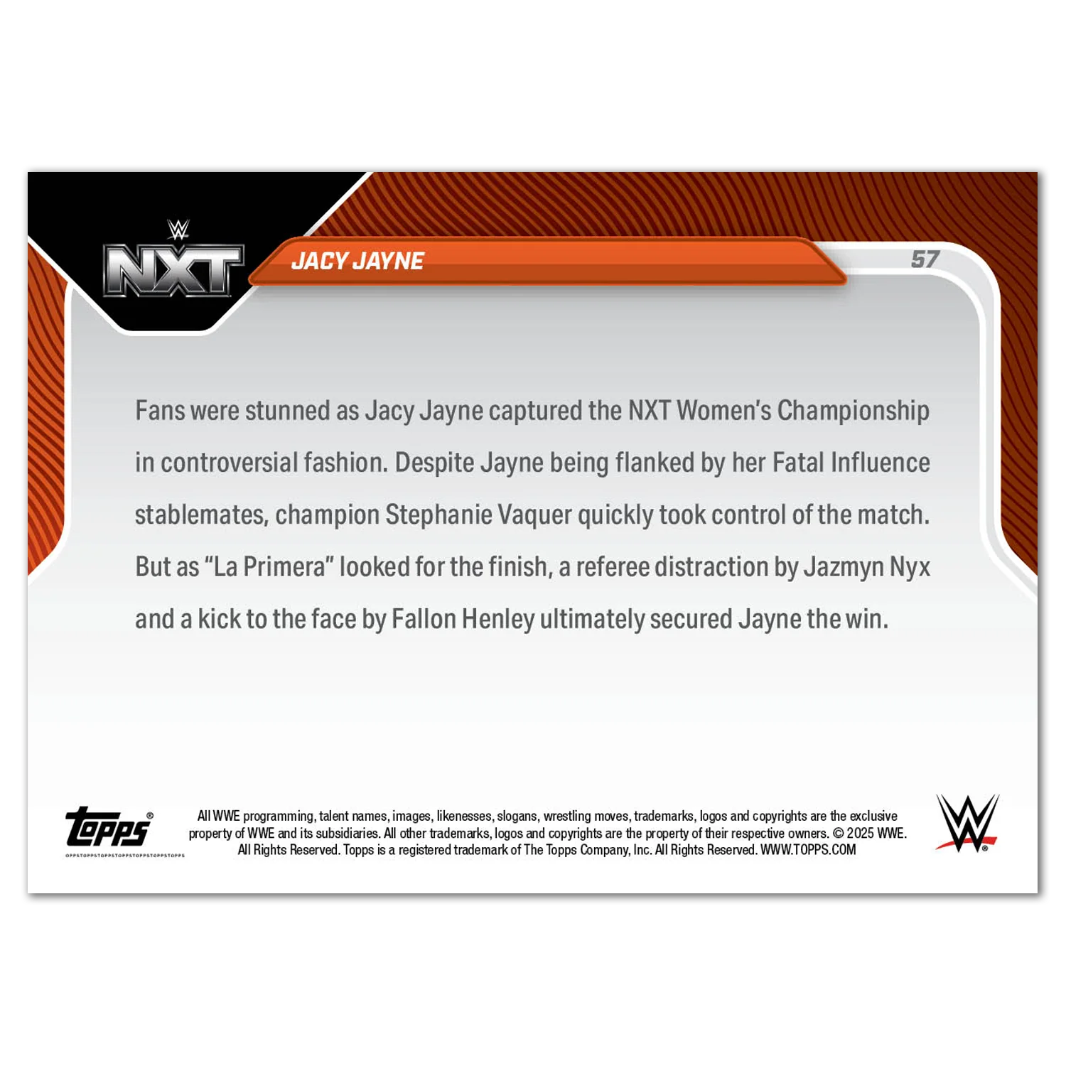 Jacy Jayne - 2025 WWE Topps NOW® - Card 57