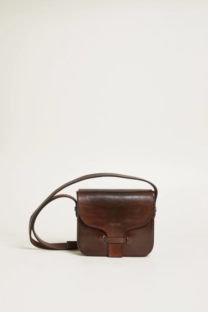 Leather crossbody bag - DARK BROWN