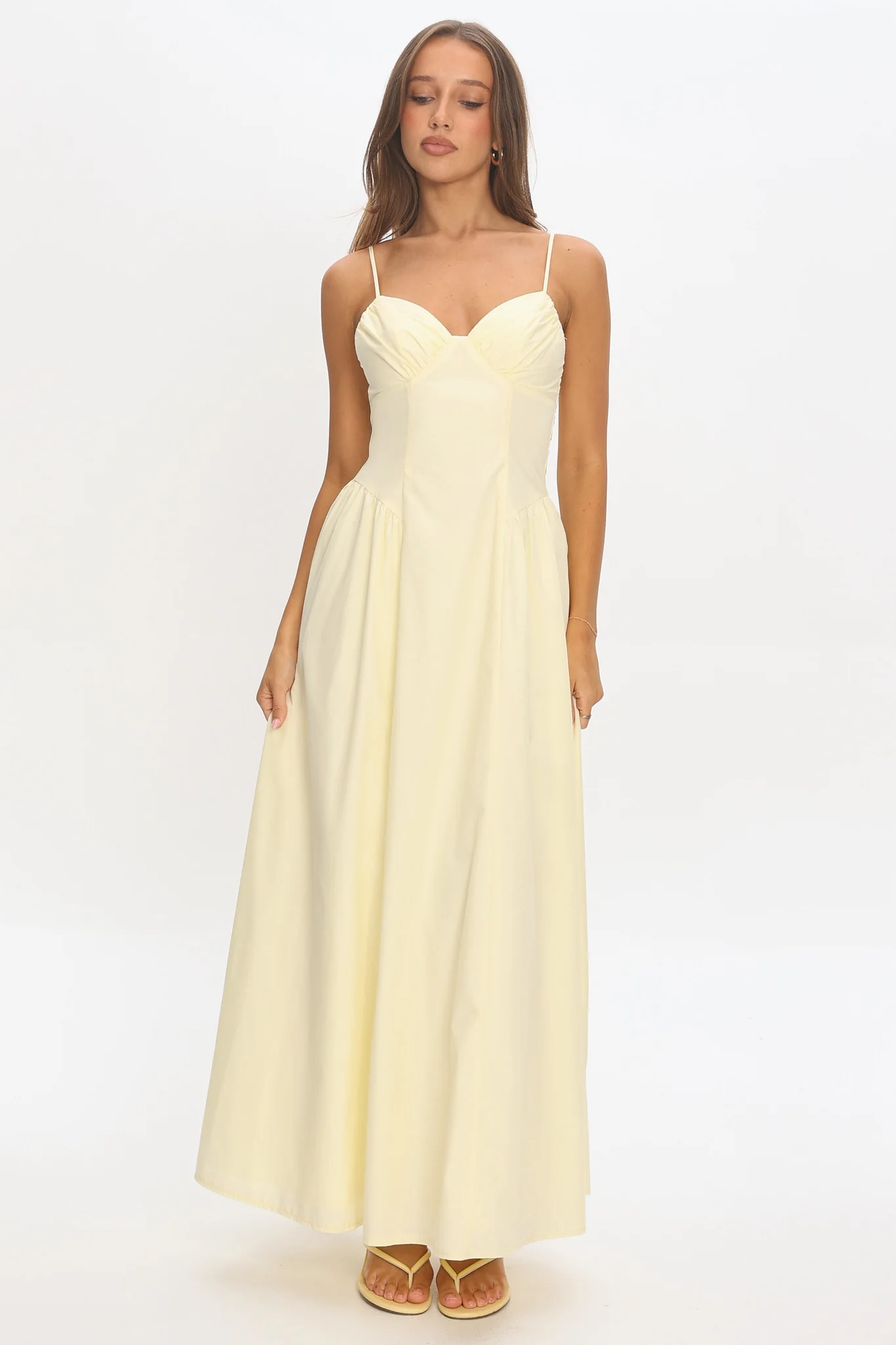 Honeymoon Avenue Twist Maxi Dress Butter Yellow