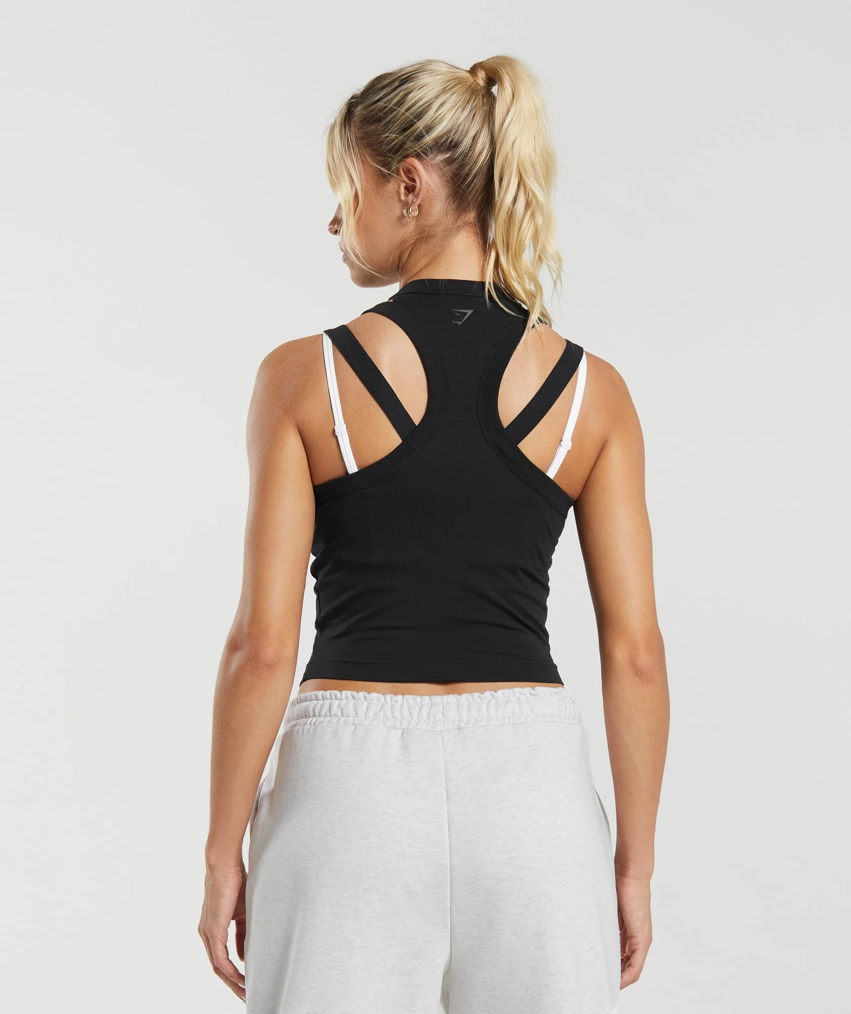 Cotton Strappy Midi Tank Black