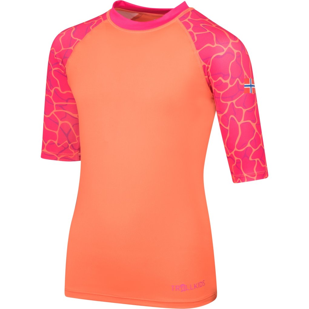 Trollkids Haukland Swim T-Shirt Girls - Watermelon/Fireberry