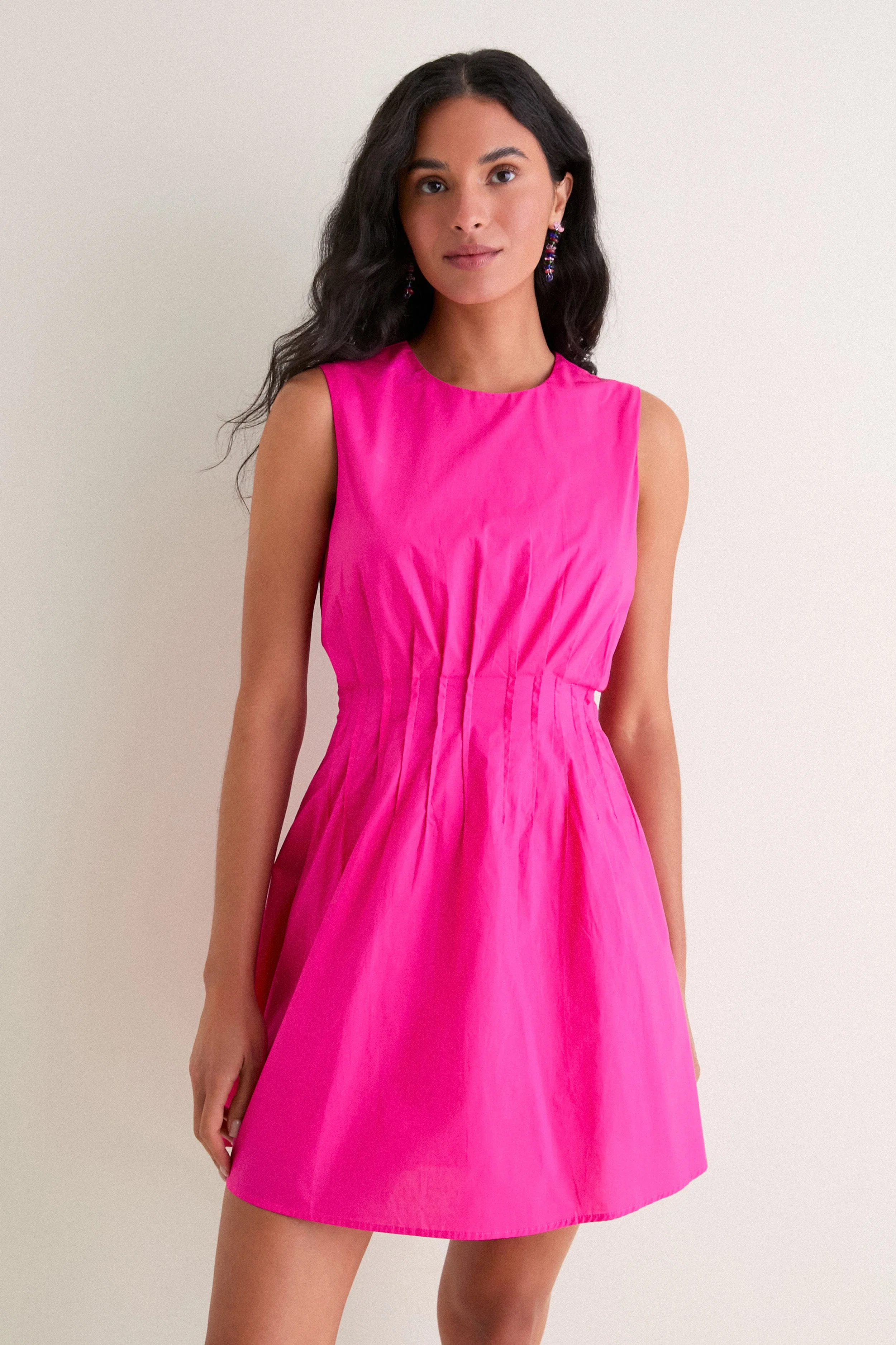 Hot Pink Pintuck Elle Mini Dress