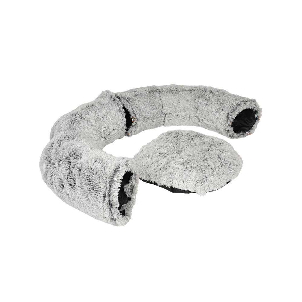 Snug Cat Tunnel & Donut Bed - 80 x 80 x 25 cm - Light grey