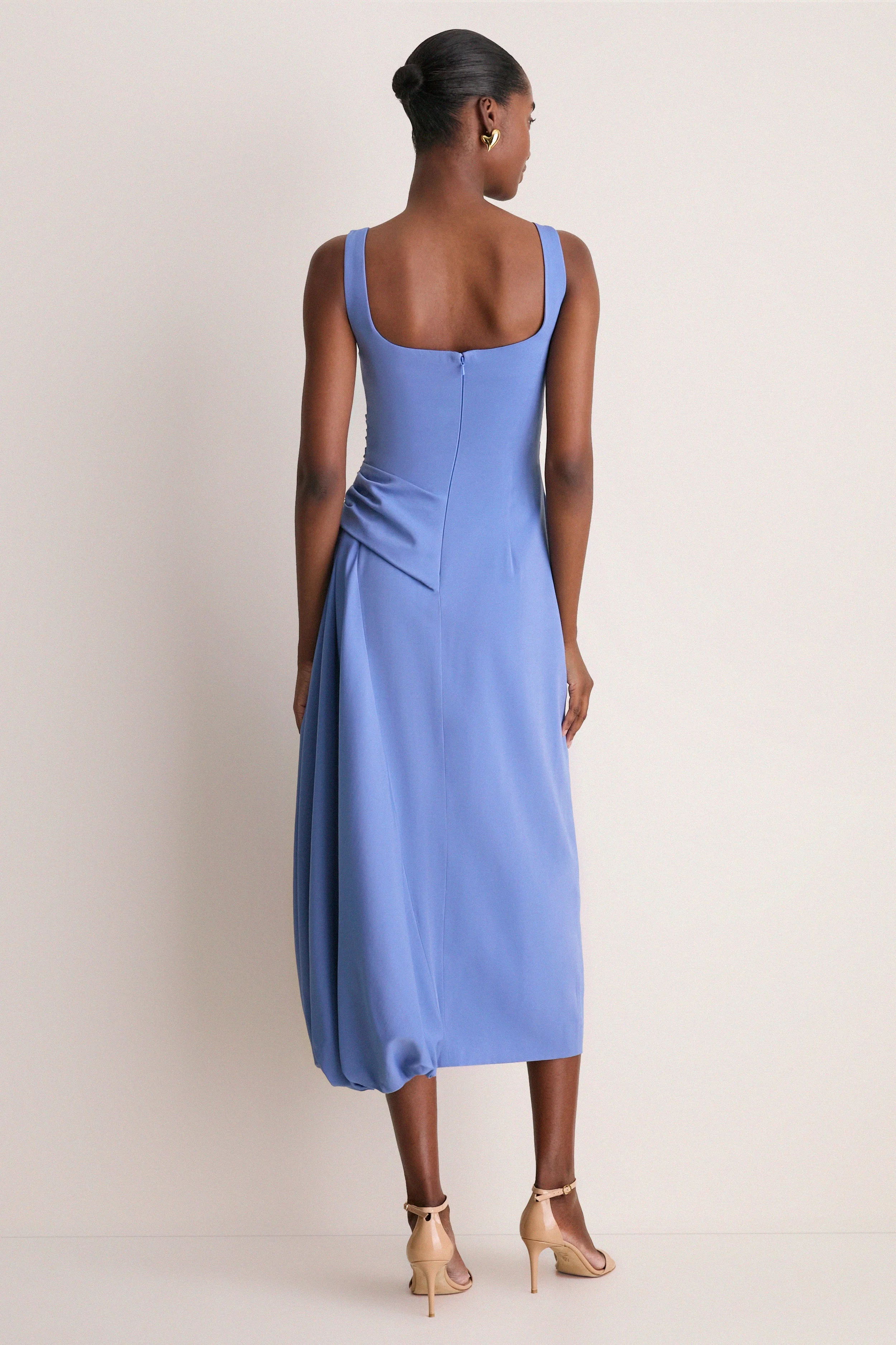 Bluebell Faille Scoop Neck Bubble Dress