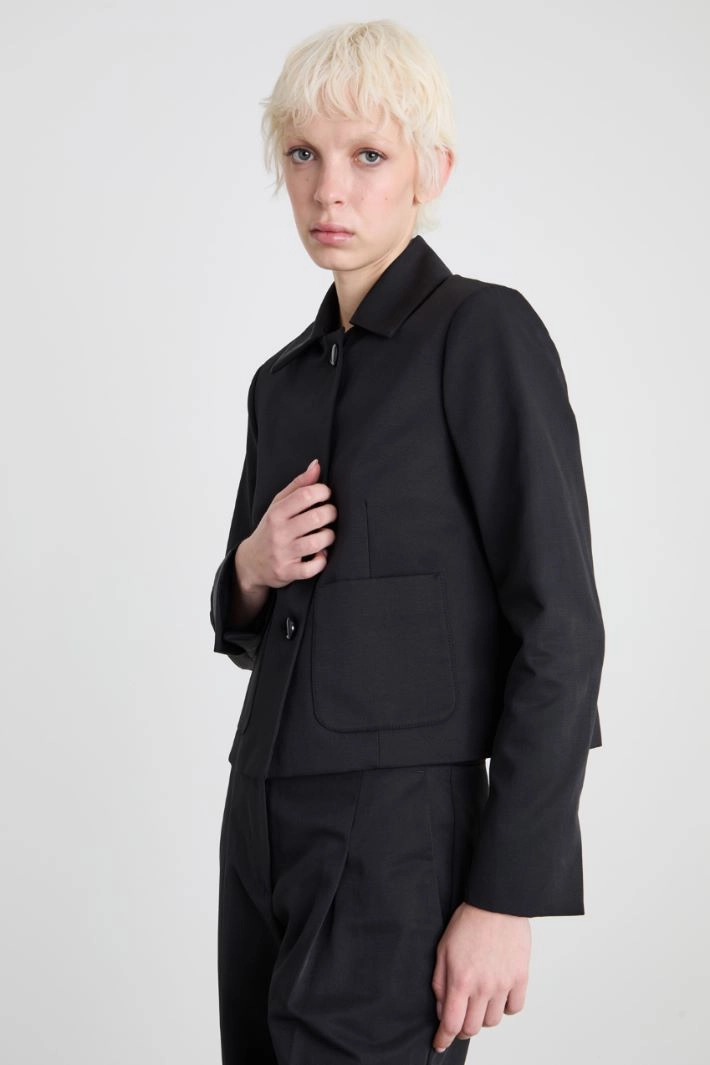 Boxy-fit faille jacket - BLACK