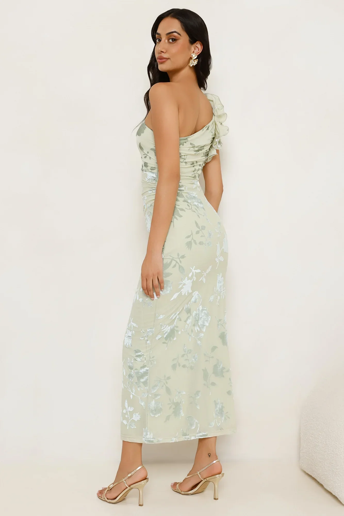 Real Life Doll One Shoulder Maxi Dress Sage